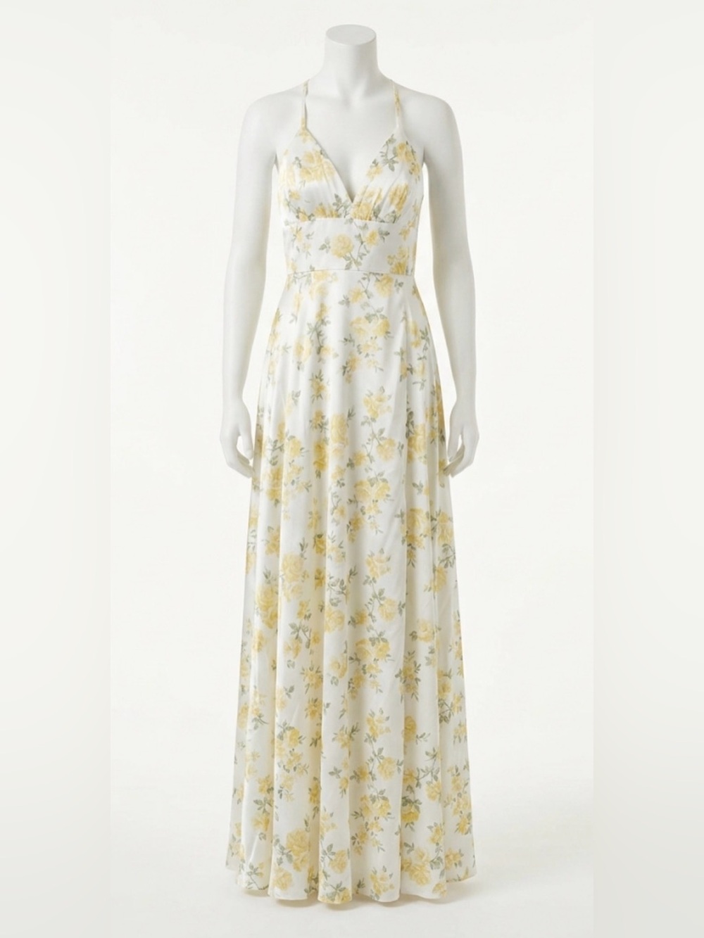 Fashion Nova White and Yellow Floral Maxi Dress SIZE L NWT